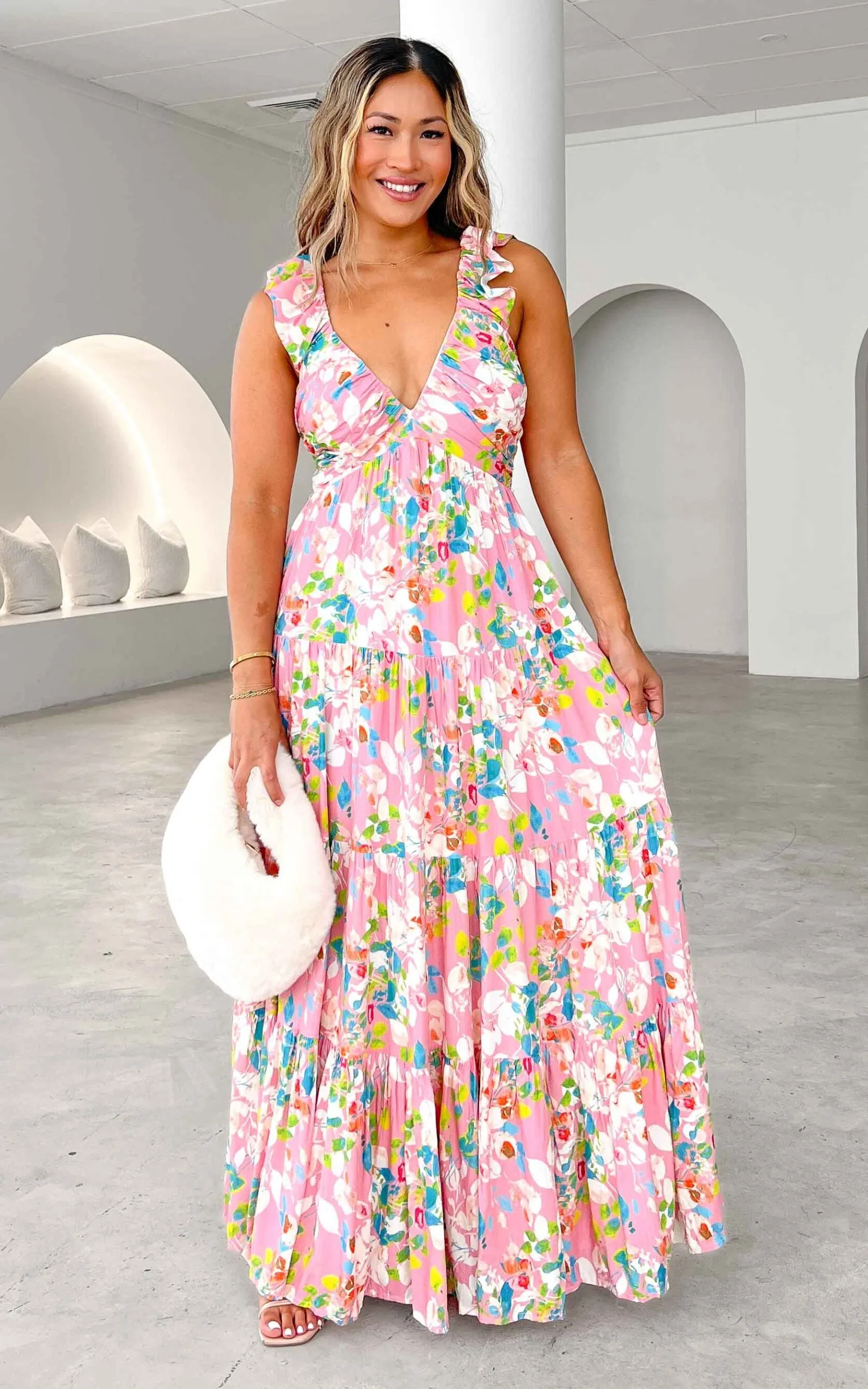 Polly Maxi Dress - Pink Floral