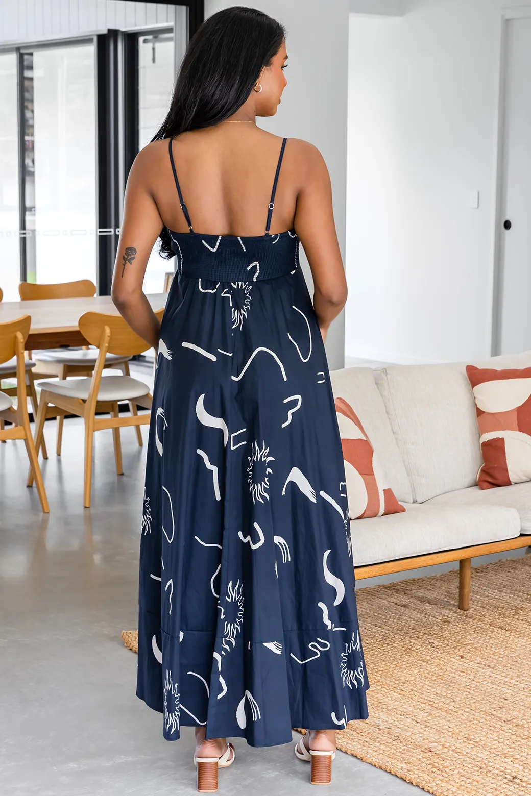 Portafino Maxi Dress Navy Dali Print