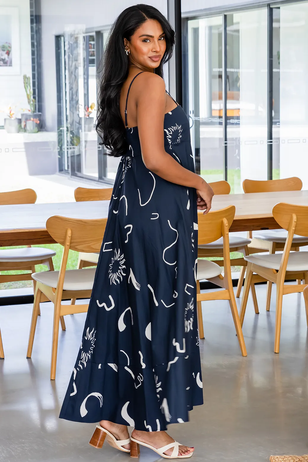 Portafino Maxi Dress Navy Dali Print