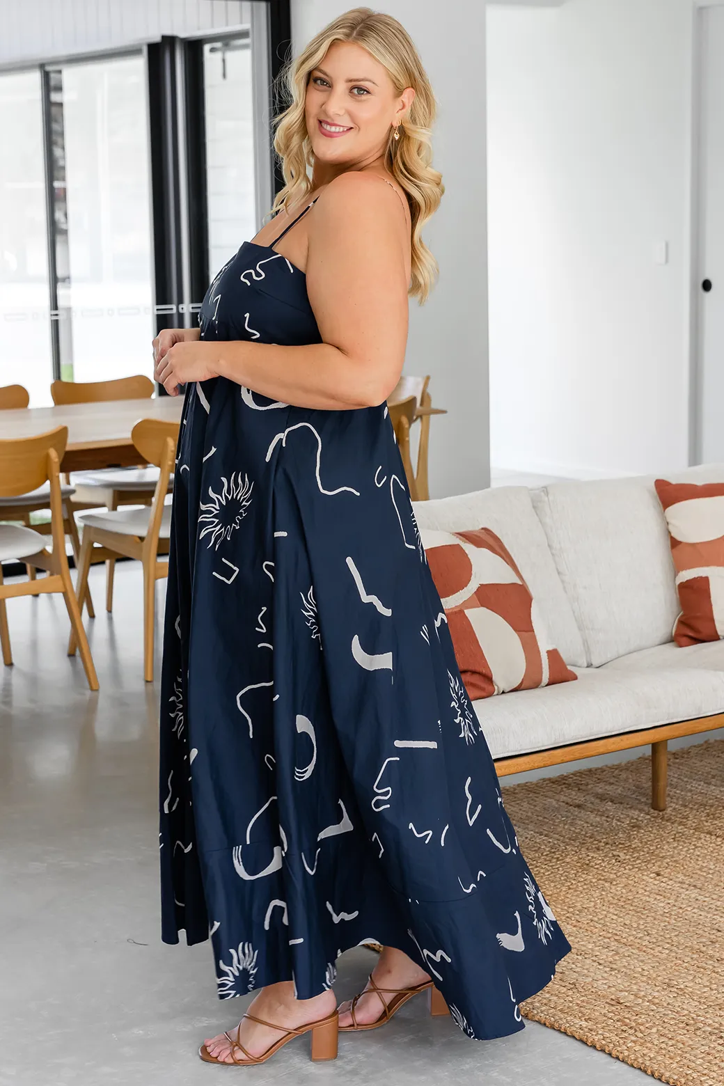 Portafino Maxi Dress Navy Dali Print