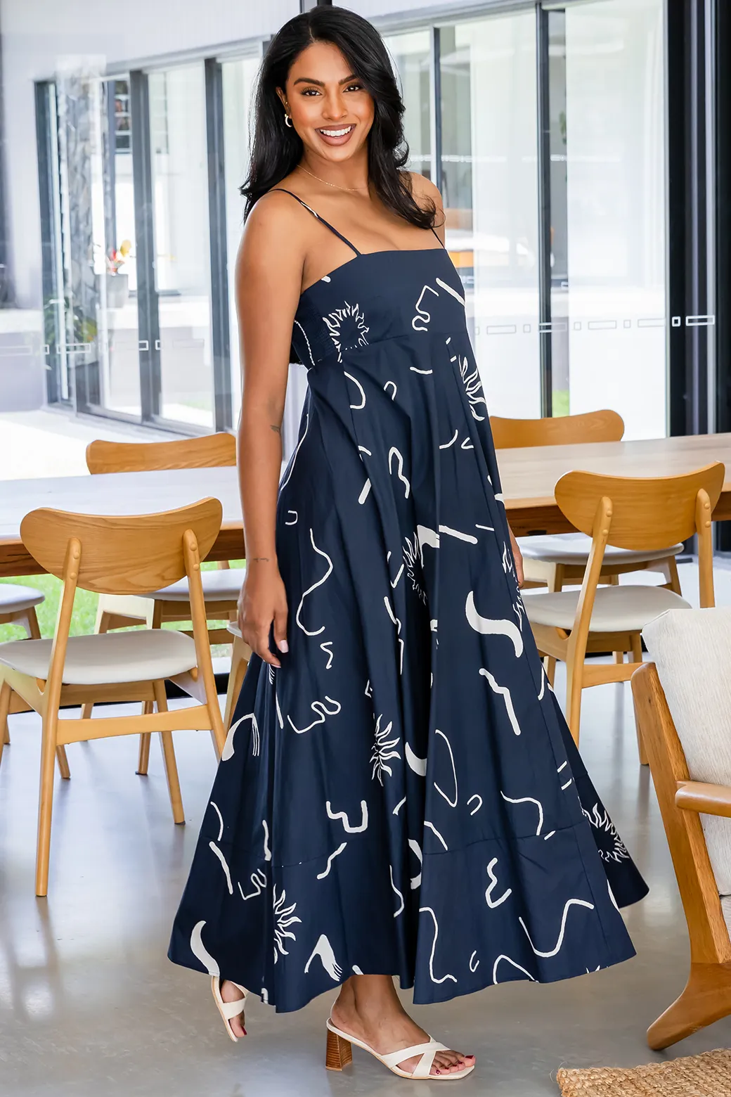 Portafino Maxi Dress Navy Dali Print