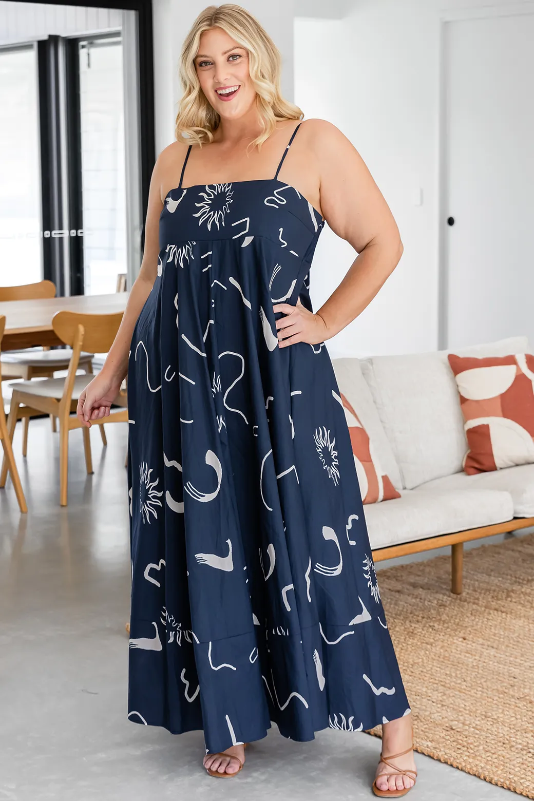 Portafino Maxi Dress Navy Dali Print