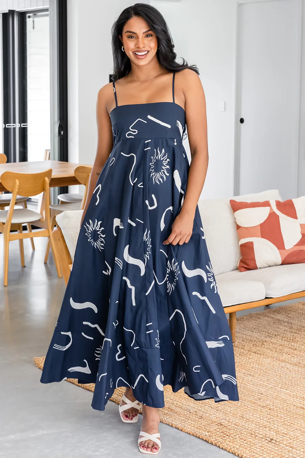 Portafino Maxi Dress Navy Dali Print