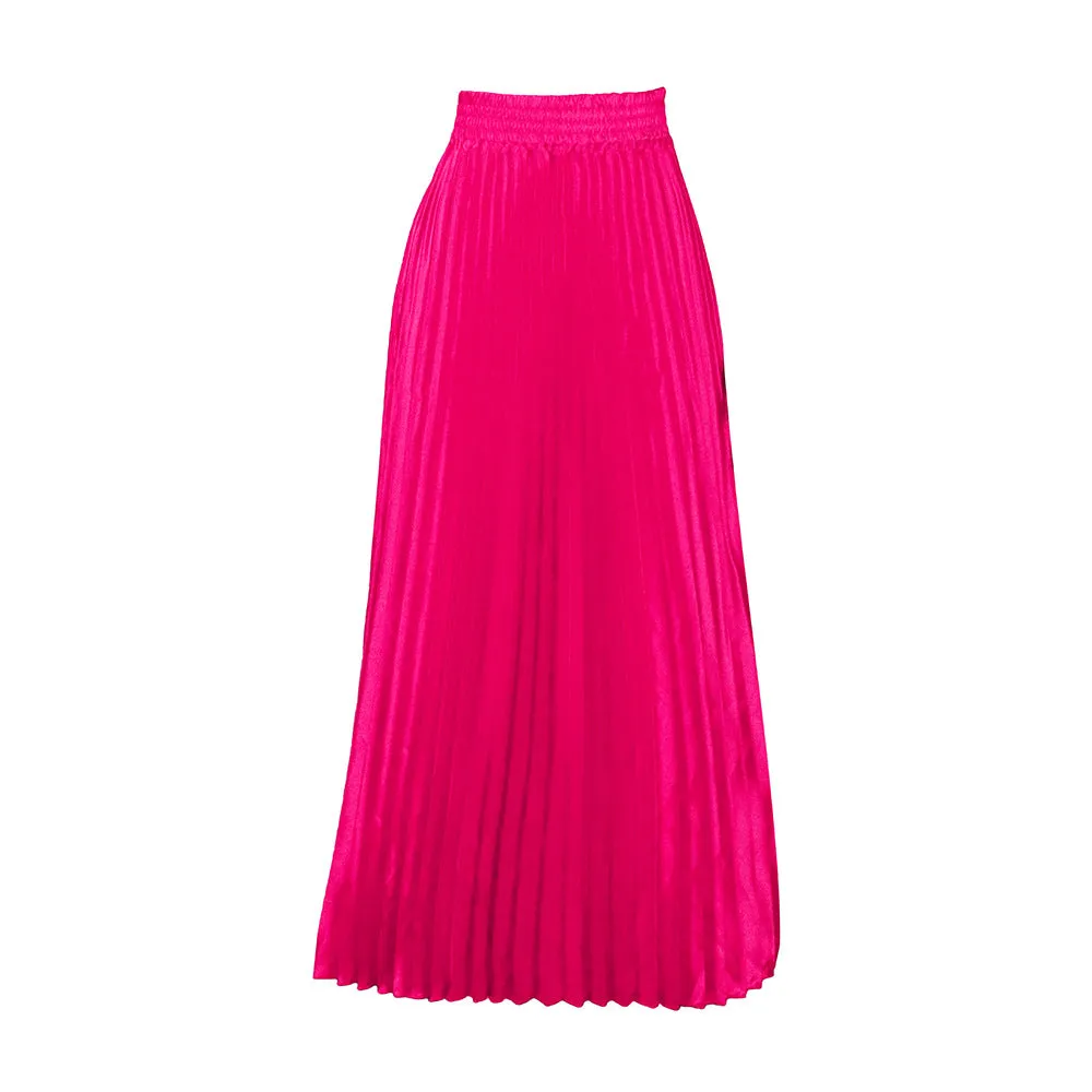 Pre Order:  Solid High Waist Pleated Maxi Skirt