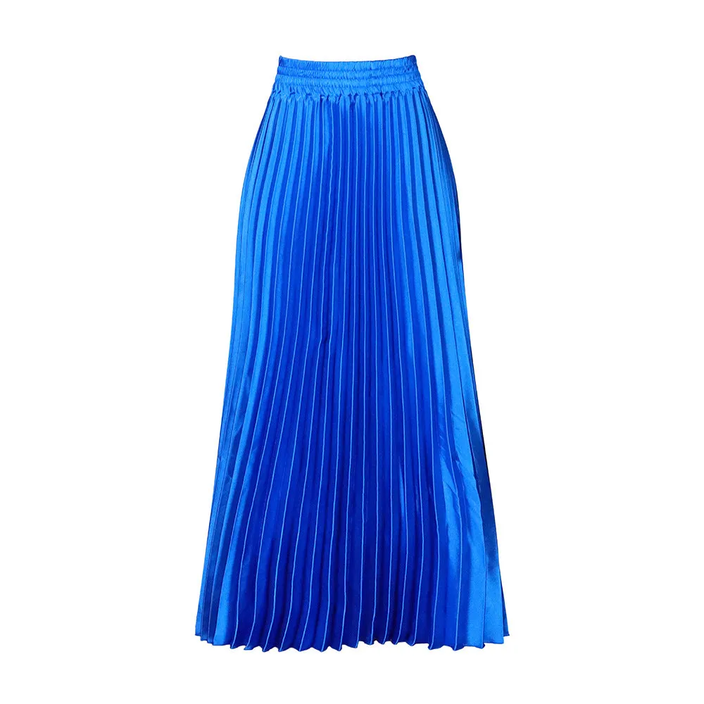 Pre Order:  Solid High Waist Pleated Maxi Skirt