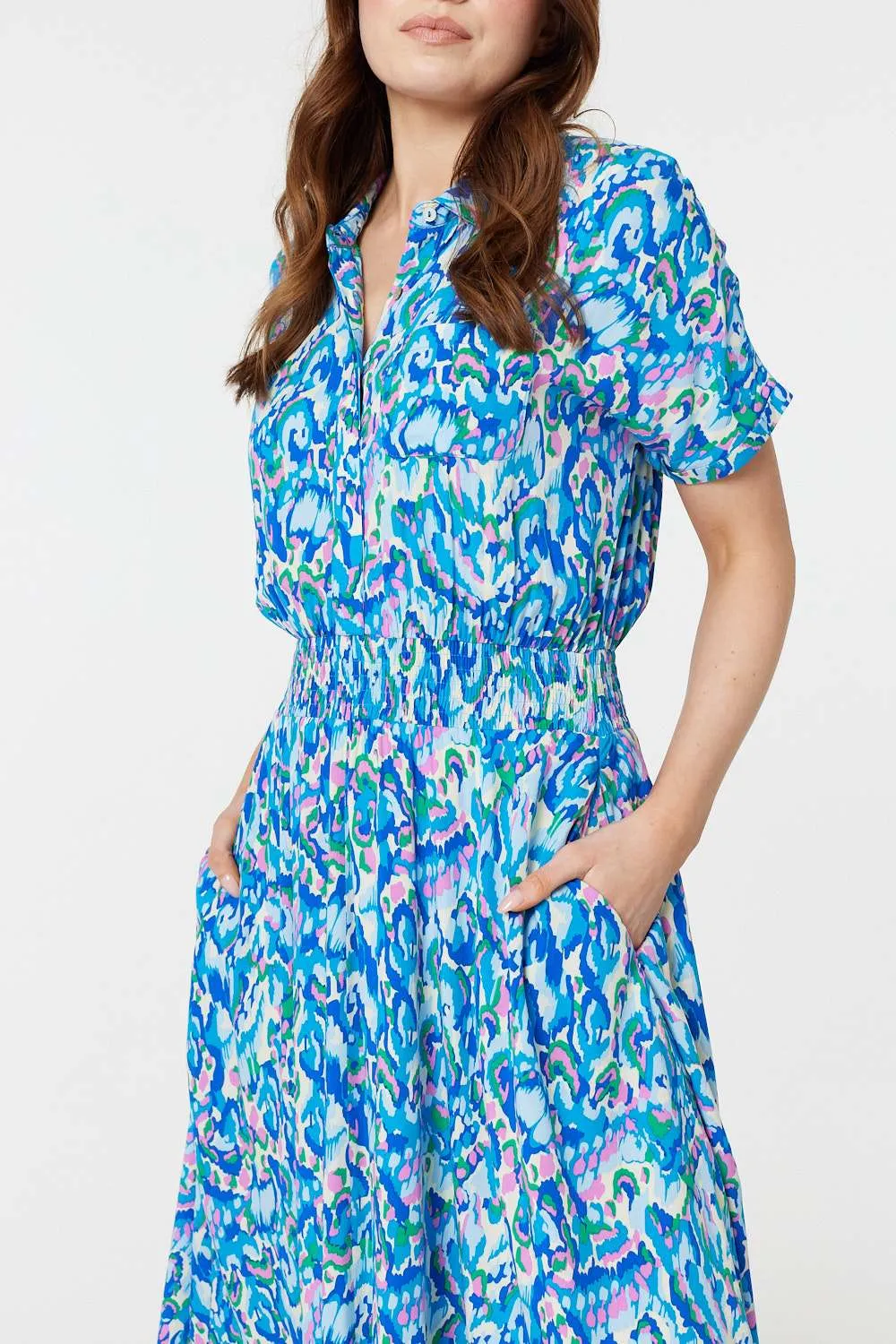 Printed Asymmetric Midi Dress