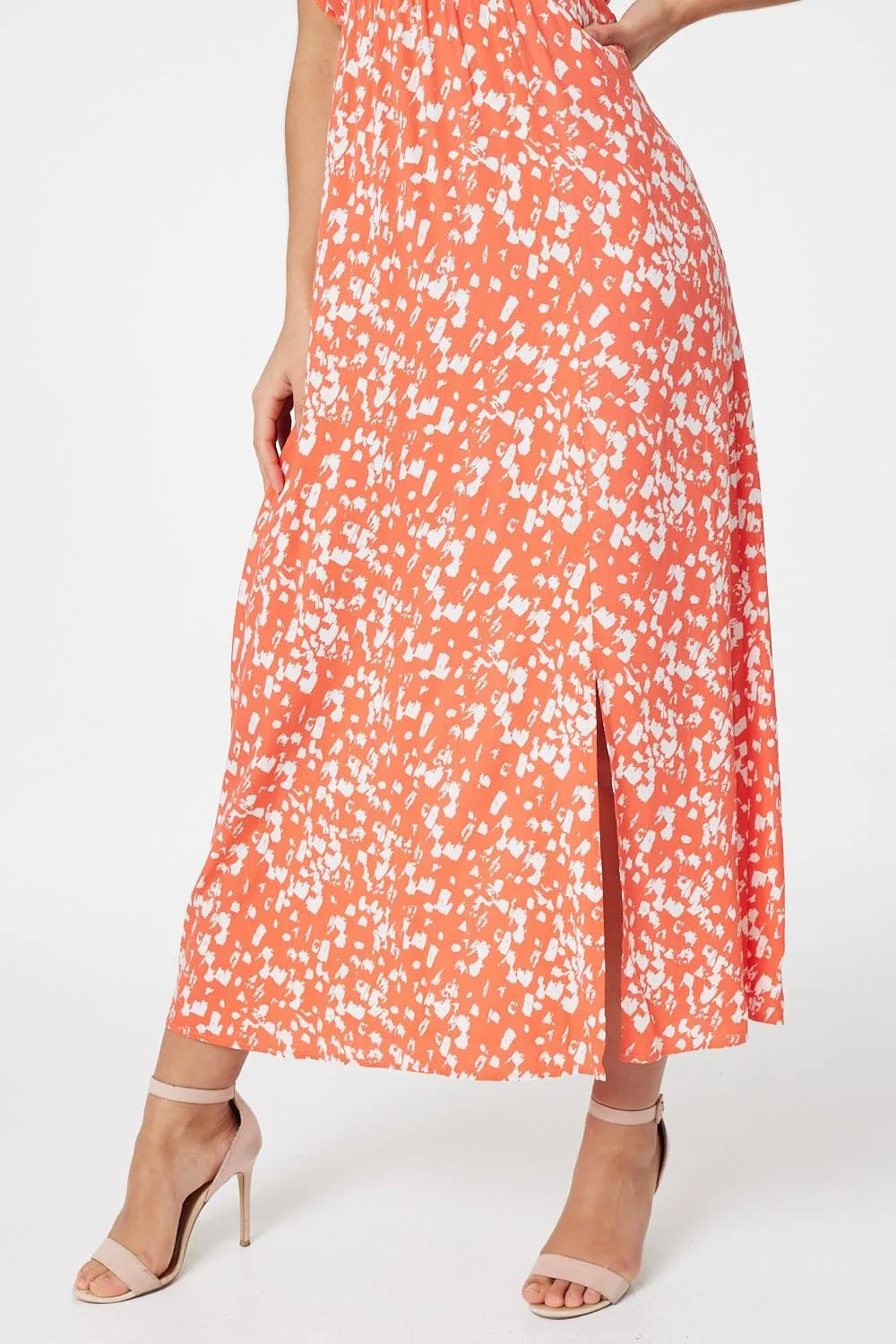 Printed Short Sleeve Maxi Dress