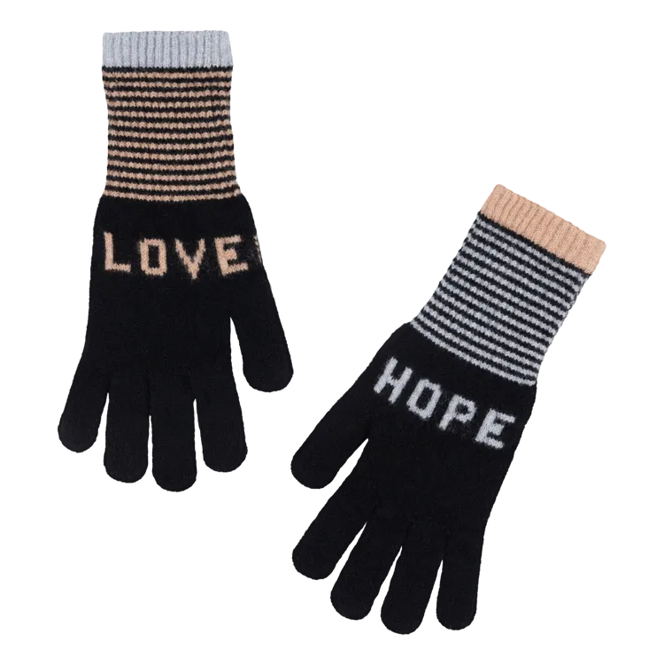 Quinton   Chadwick Love and Hope Gloves in Black with Camel and Grey