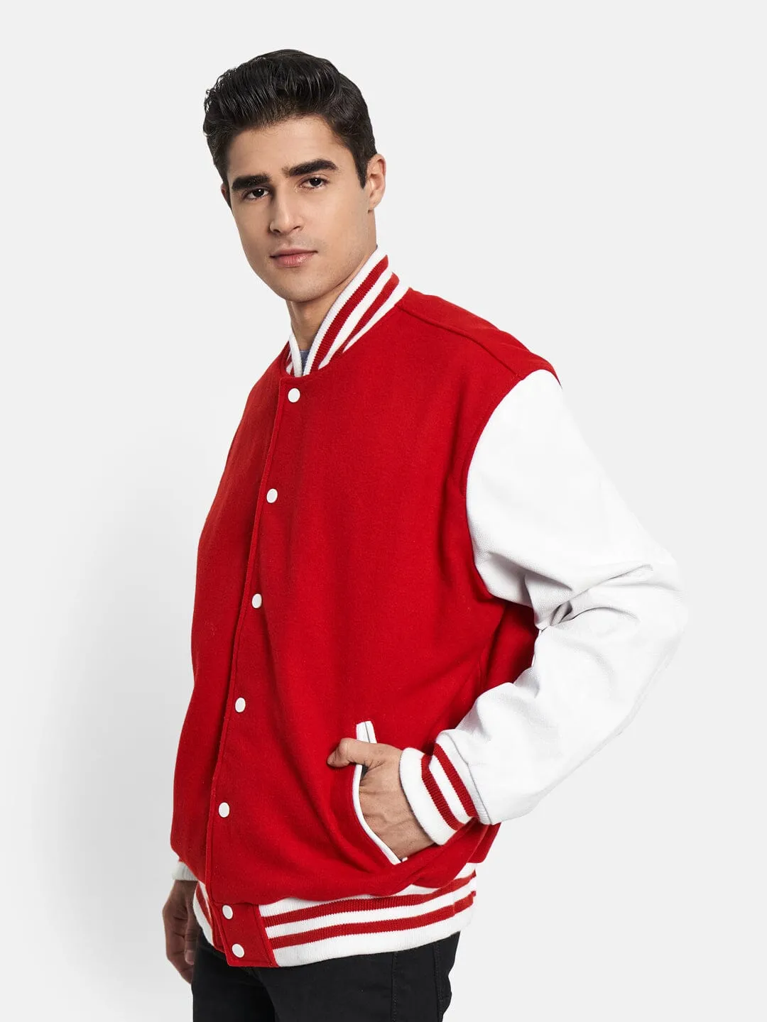 Red Varsity Bomber Jacket