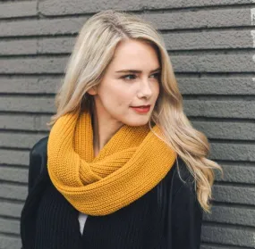 Ribbed Cowl Neck Infinity Scarf