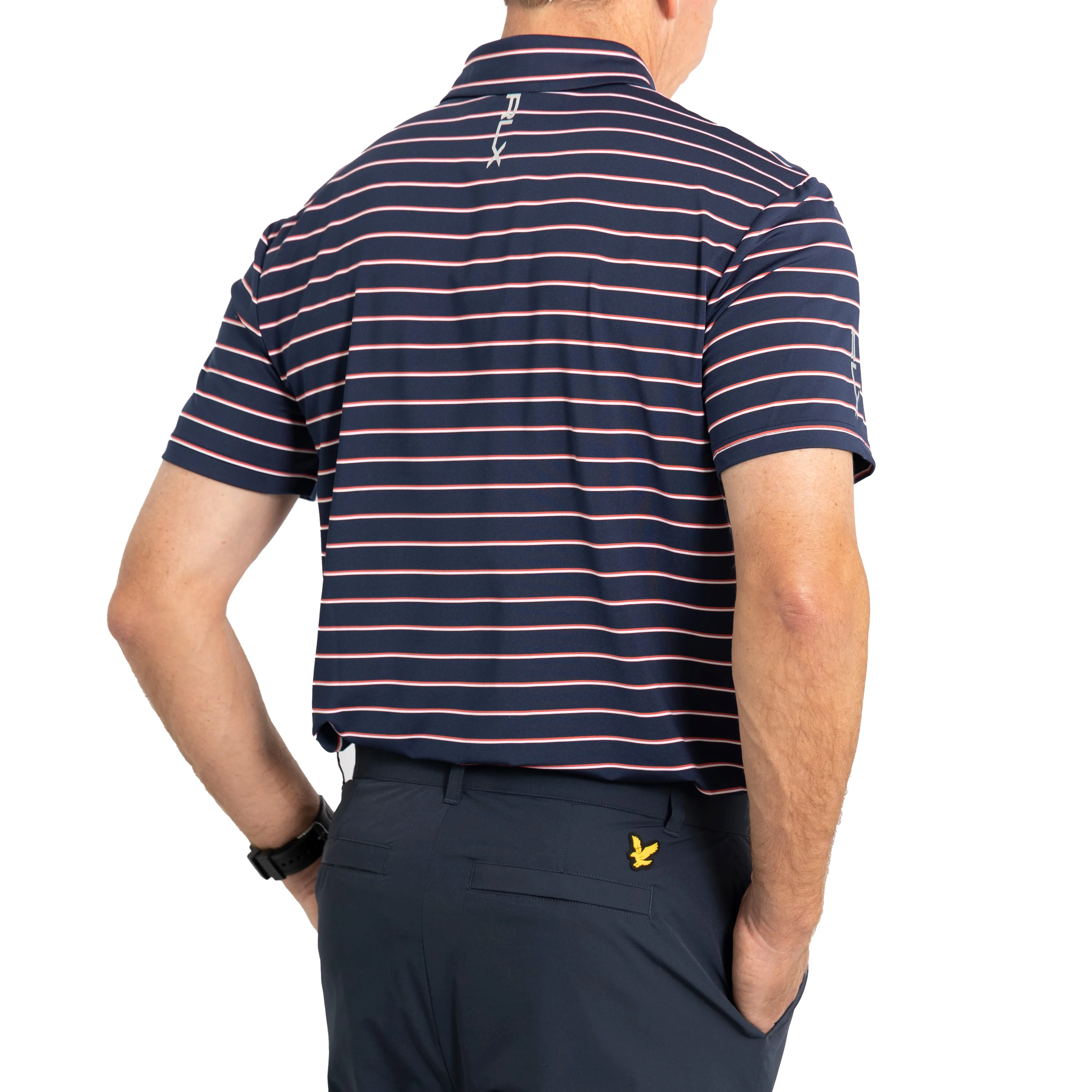 RLX Ralph Lauren YD Stripe Lightweight Airflow Polo - French Navy Multi