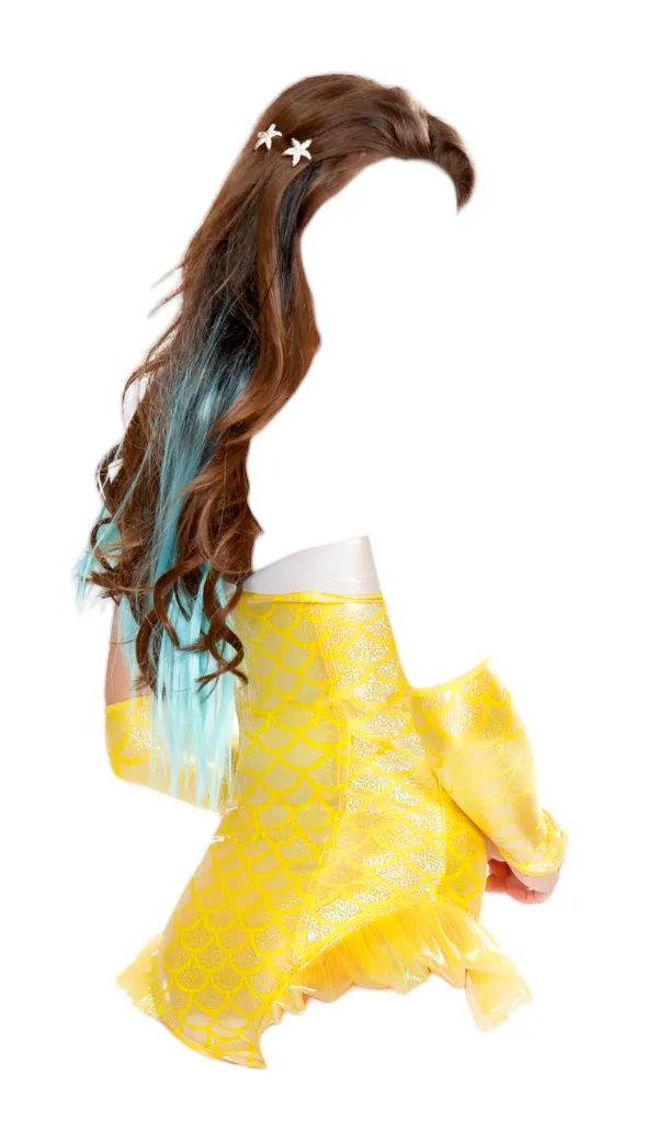 Roma Costume 1 PC Yellow Mermaid Romper with Fins Yellow/Silver