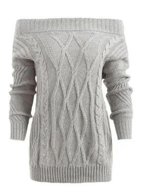 Romantic Shoulder Geometric Pullover Sweater