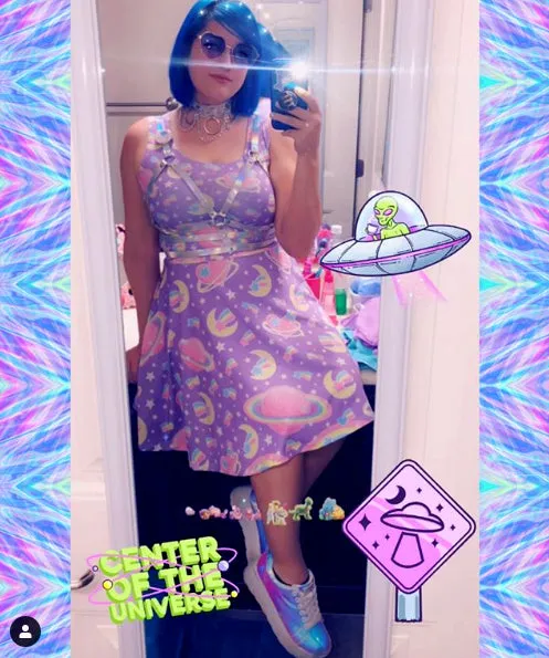 Saturn's Wish Purple Skater Dress [Made To Order]