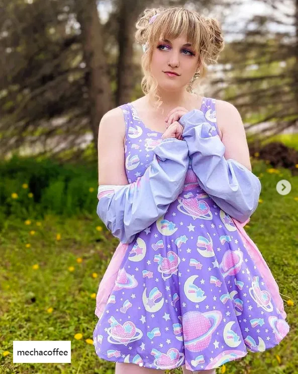 Saturn's Wish Purple Skater Dress [Made To Order]