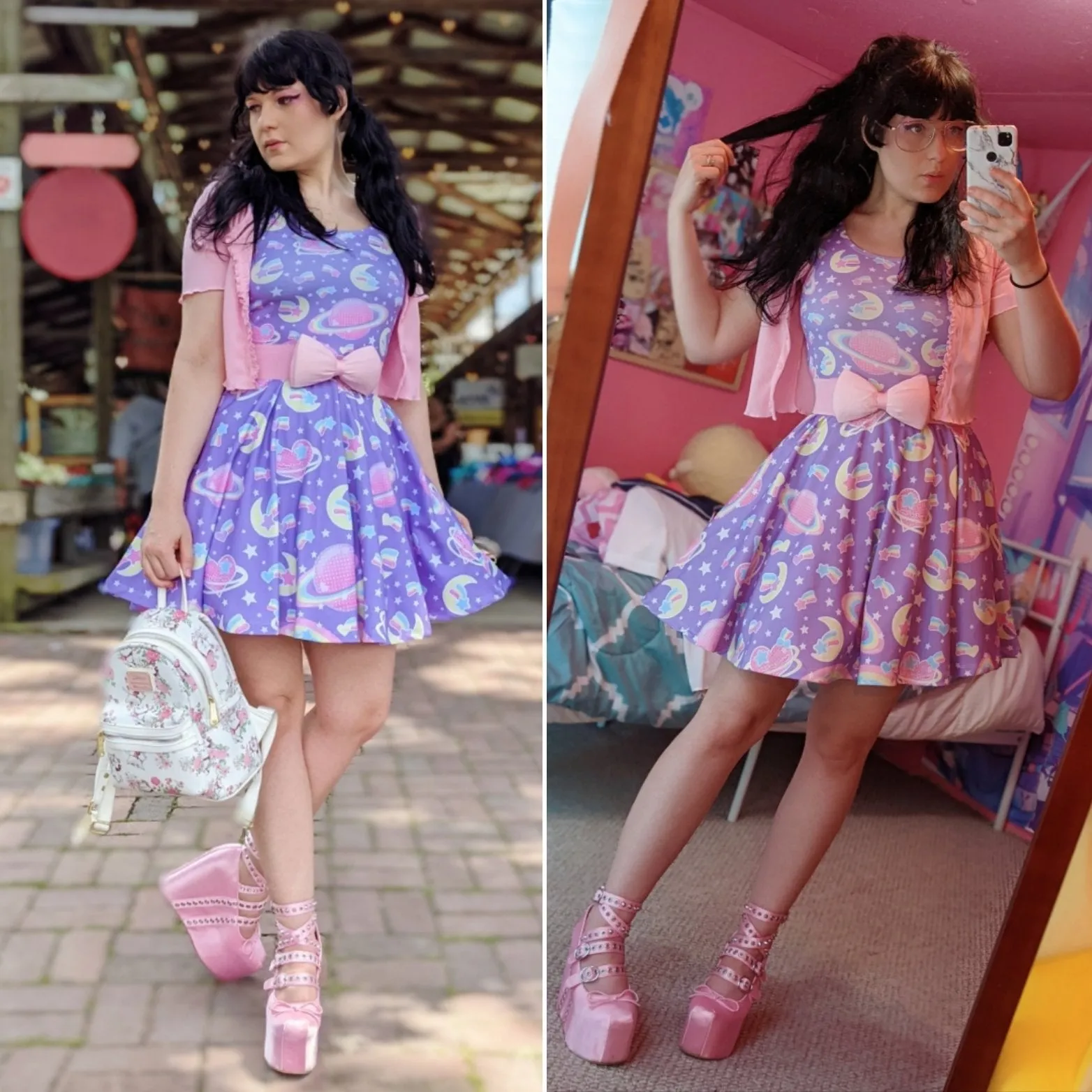 Saturn's Wish Purple Skater Dress [Made To Order]