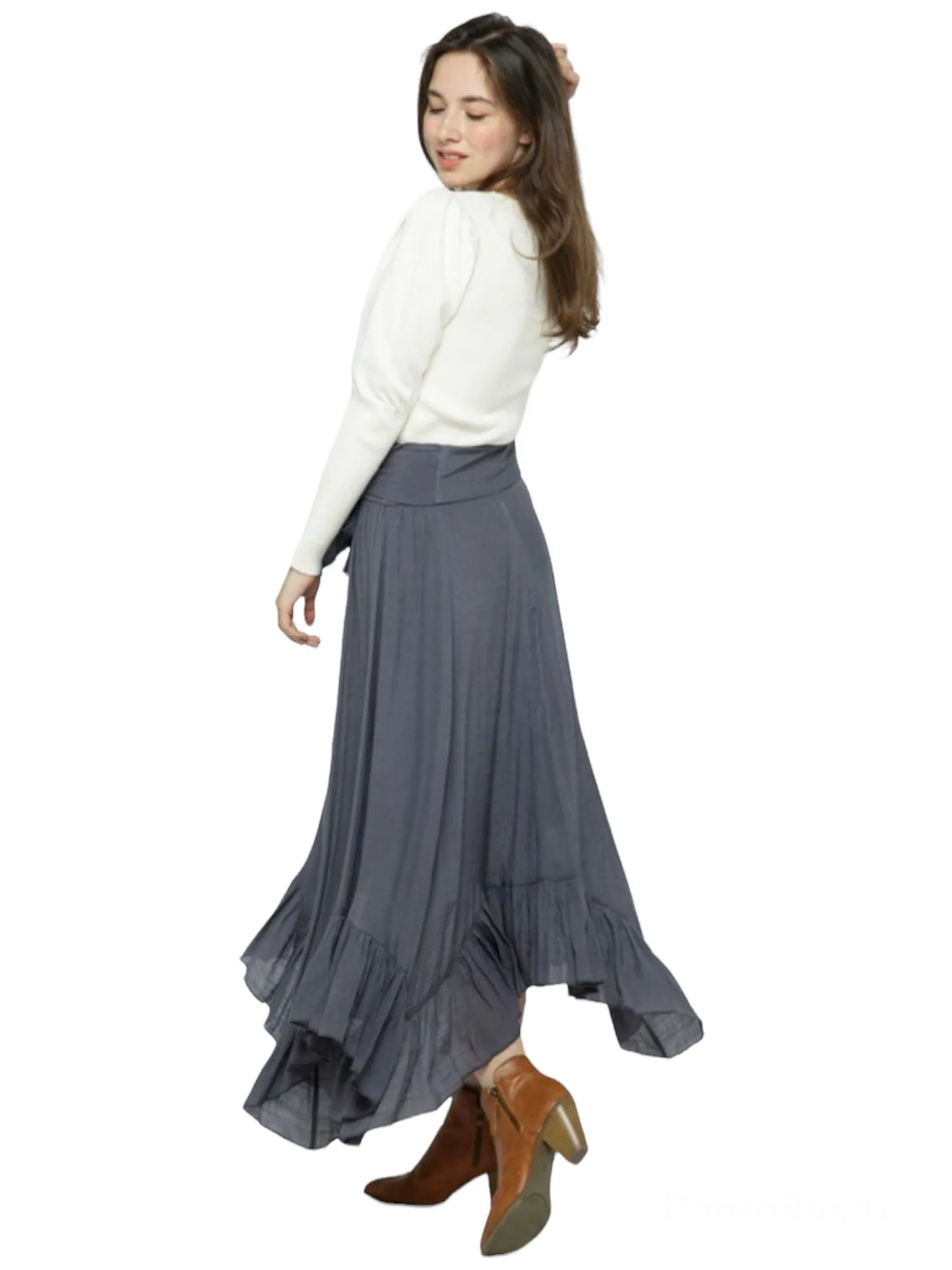 Scarlett’s Fluttery Flowy Maxi Skirt- Dusty Grey