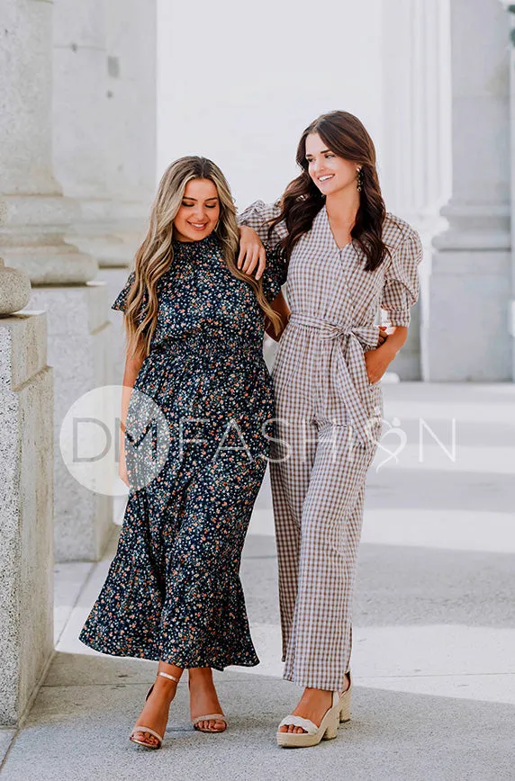 Skyler Navy Blossoms Smocked Maxi Dress – Maternity Friendly - DM Exclusive - Restocked