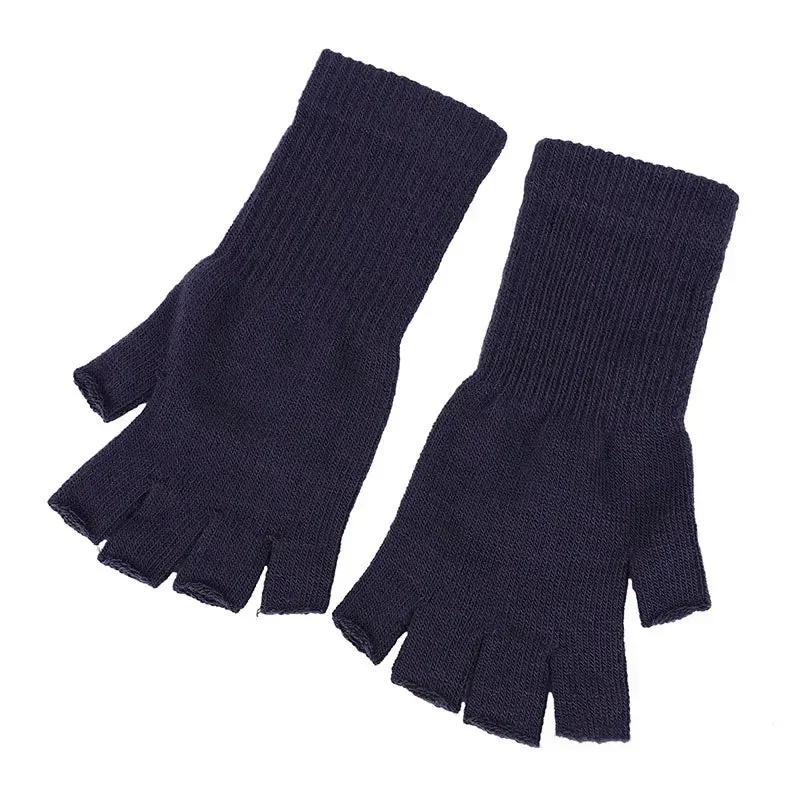 Sohiwoo 1Pair Unisex Black Half Finger Fingerless Gloves for Women Men  Knitted Elegant Wrist Arm Winter Warm Work Driving Mittens