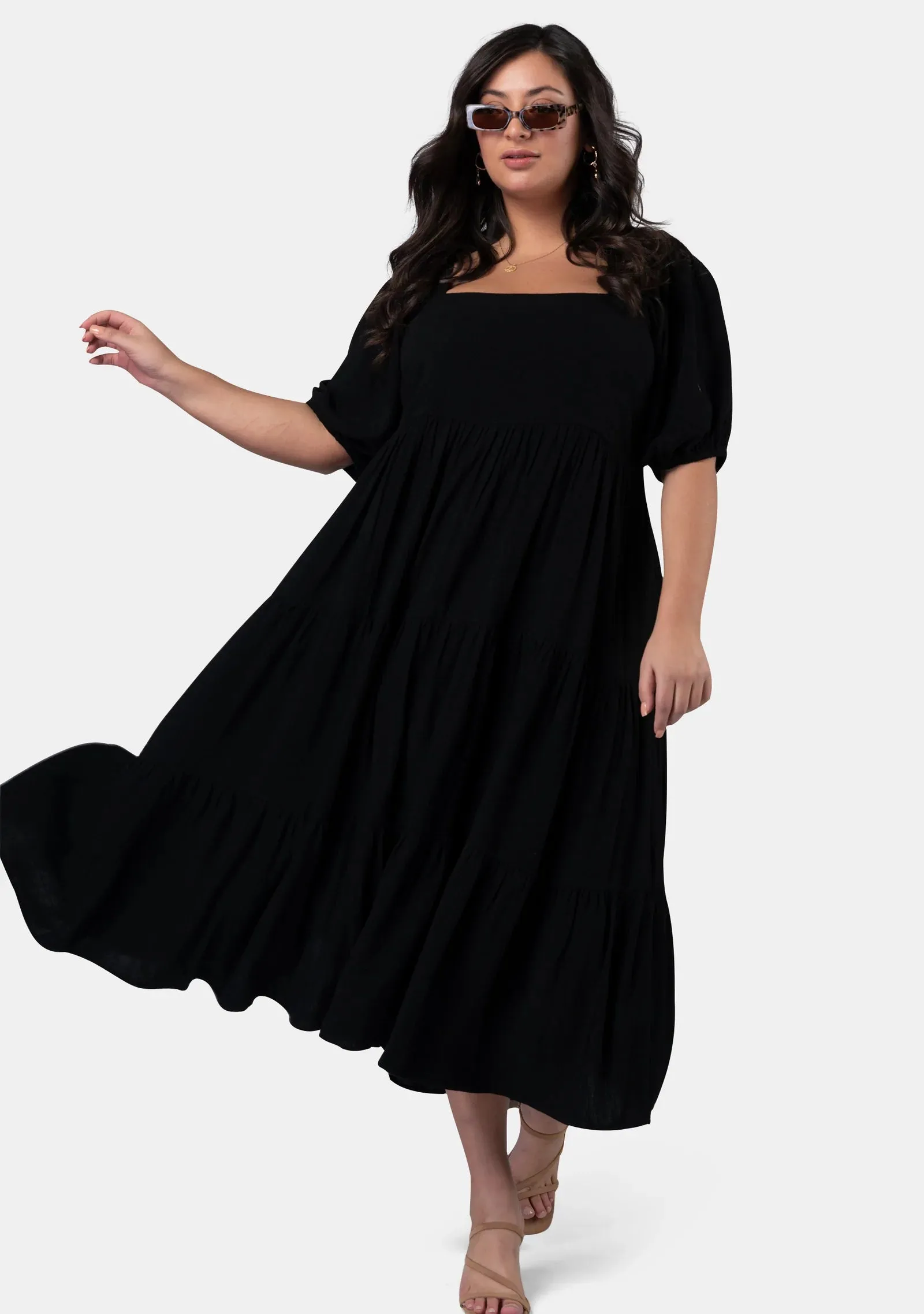 Something 4 Olivia - Short Sleeve Isadora Balloon Sleeve Maxi Dress