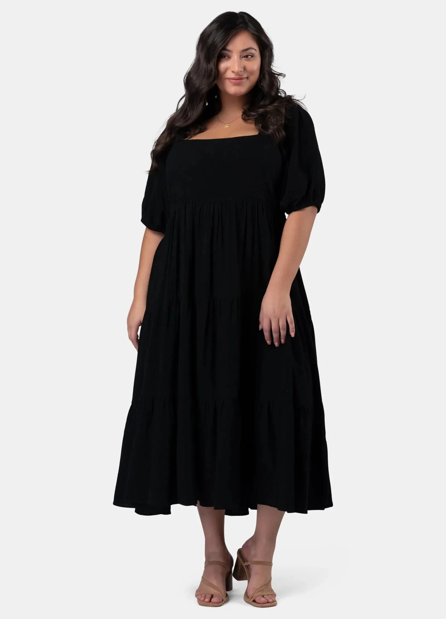 Something 4 Olivia - Short Sleeve Isadora Balloon Sleeve Maxi Dress