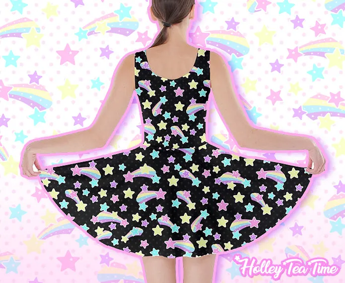 Starry Party Black Skater Dress [Made To Order]