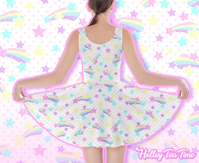 Starry Party White Skater Dress [Made To Order]