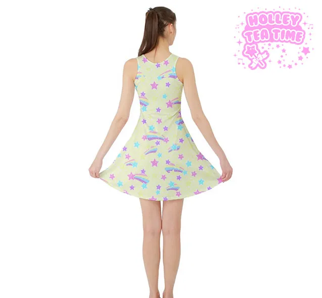 Starry party yellow sleeveless skater dress [made to order]