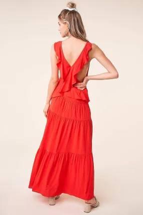 Sugarlips Night Out Ruffle Cross Back Maxi Dress