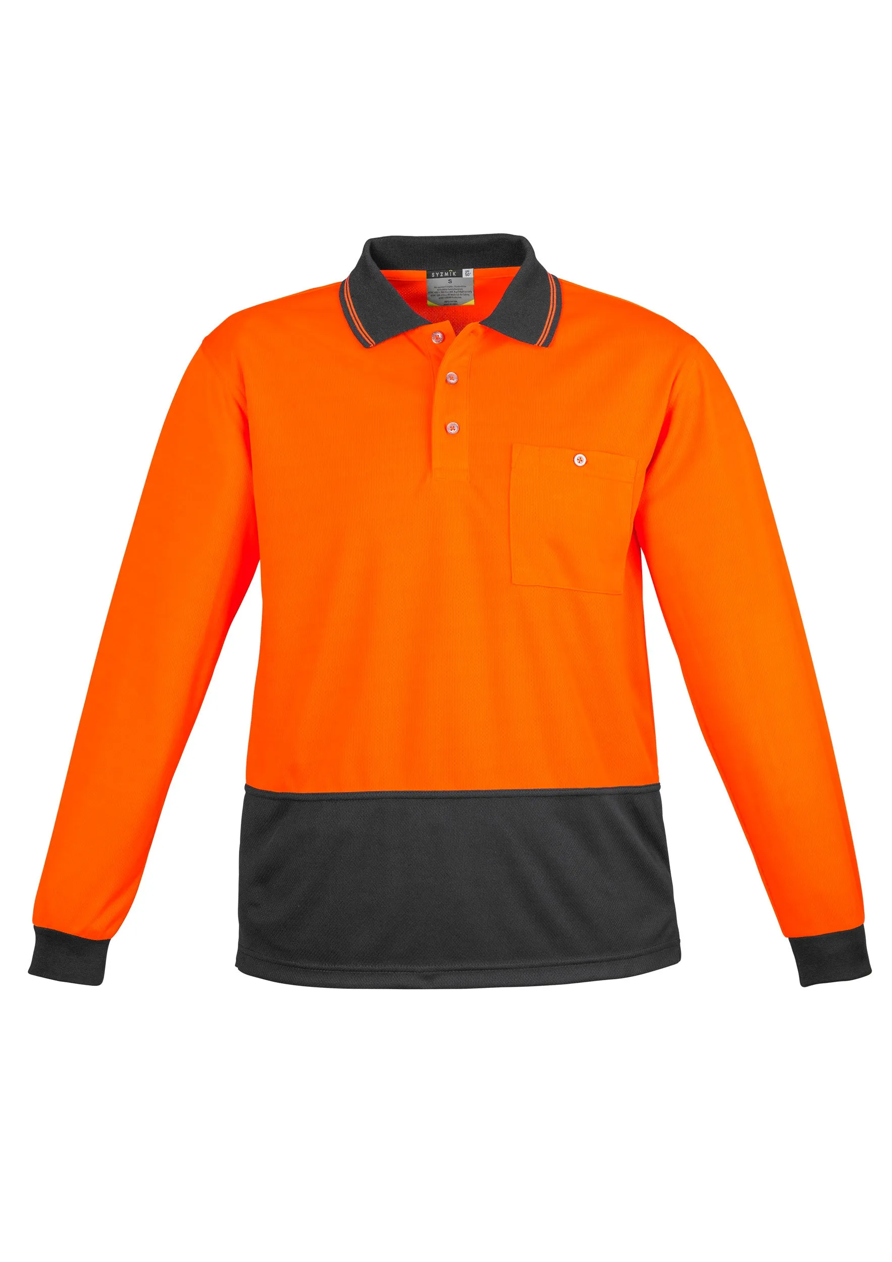 Syzmik Workwear | Unisex Hi Vis Basic Spliced Long Sleeve Polo | ZH232