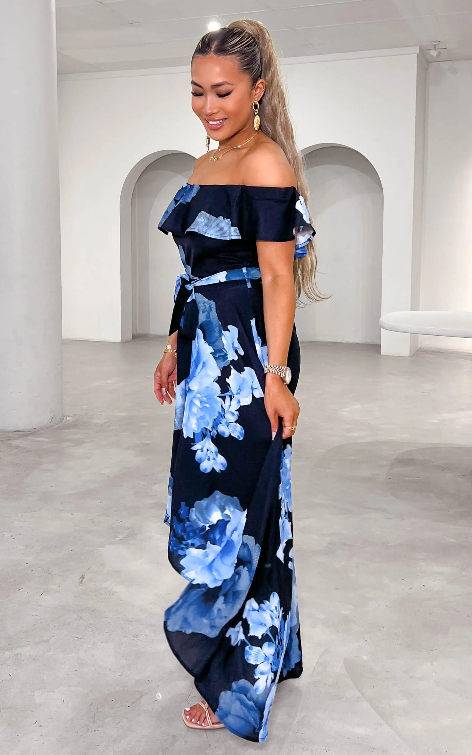 Tatiana Maxi Dress - Blue Black Floral