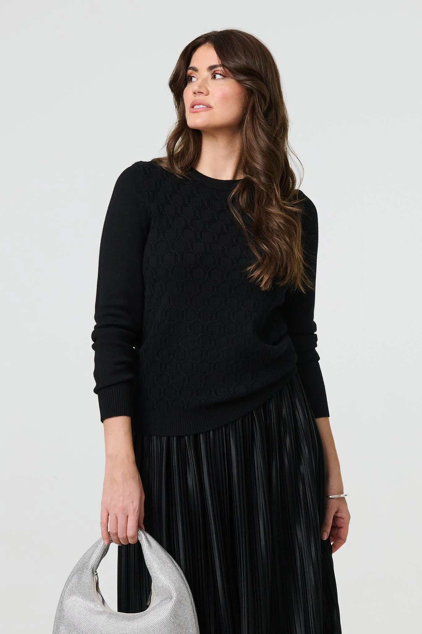 Textured Knit Long Sleeve Jumper