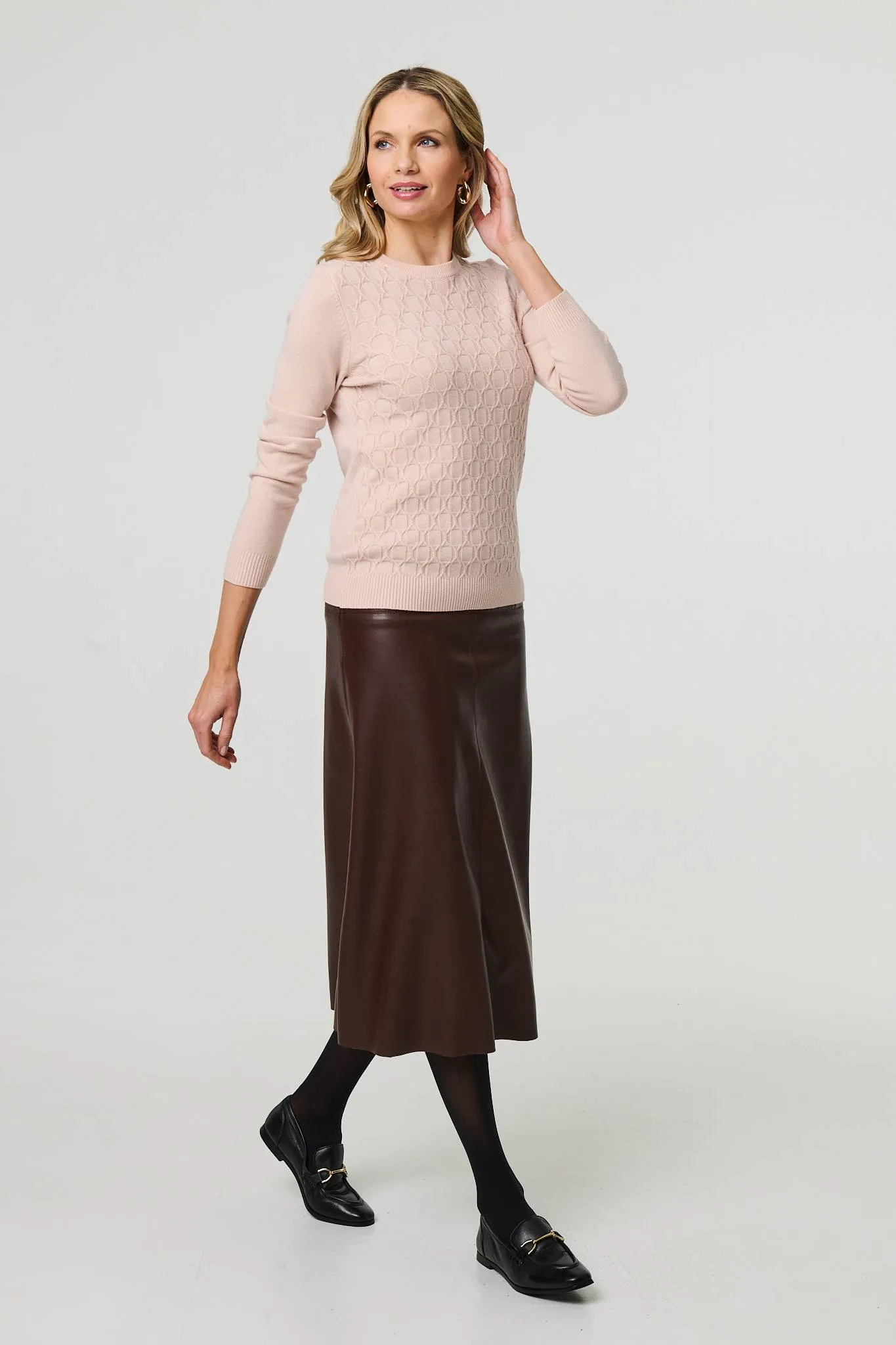 Textured Knit Long Sleeve Jumper