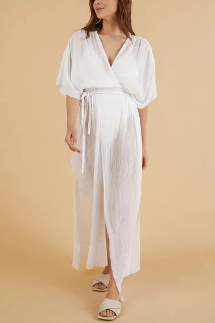 The Handloom Juniper Kimono | White