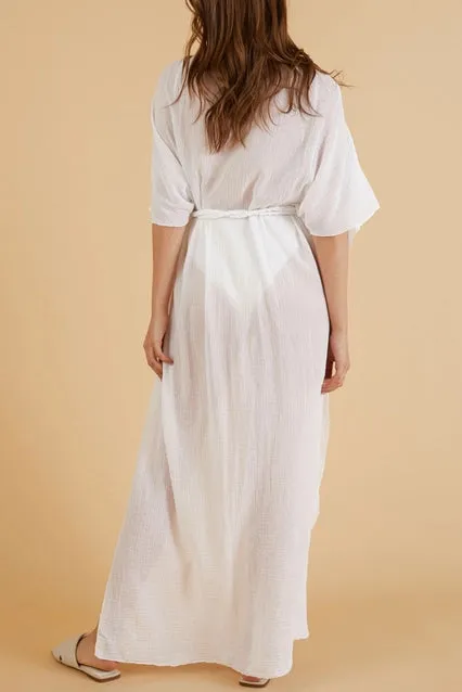 The Handloom Juniper Kimono | White