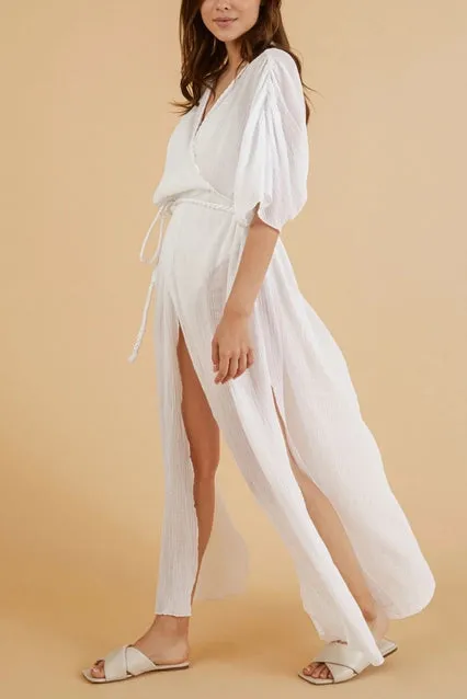 The Handloom Juniper Kimono | White