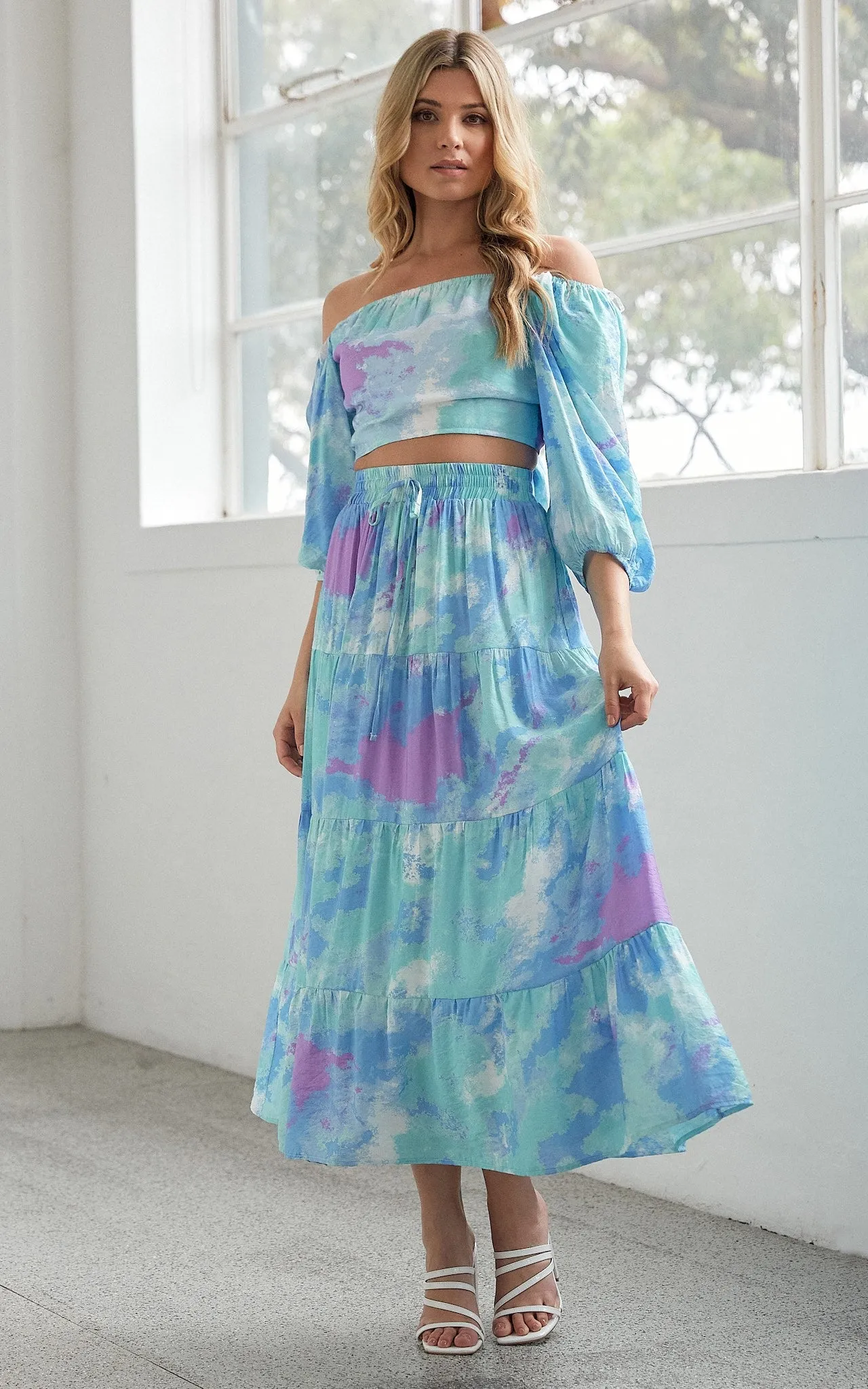 Tilly Maxi Skirt - Blue Lilac Multi