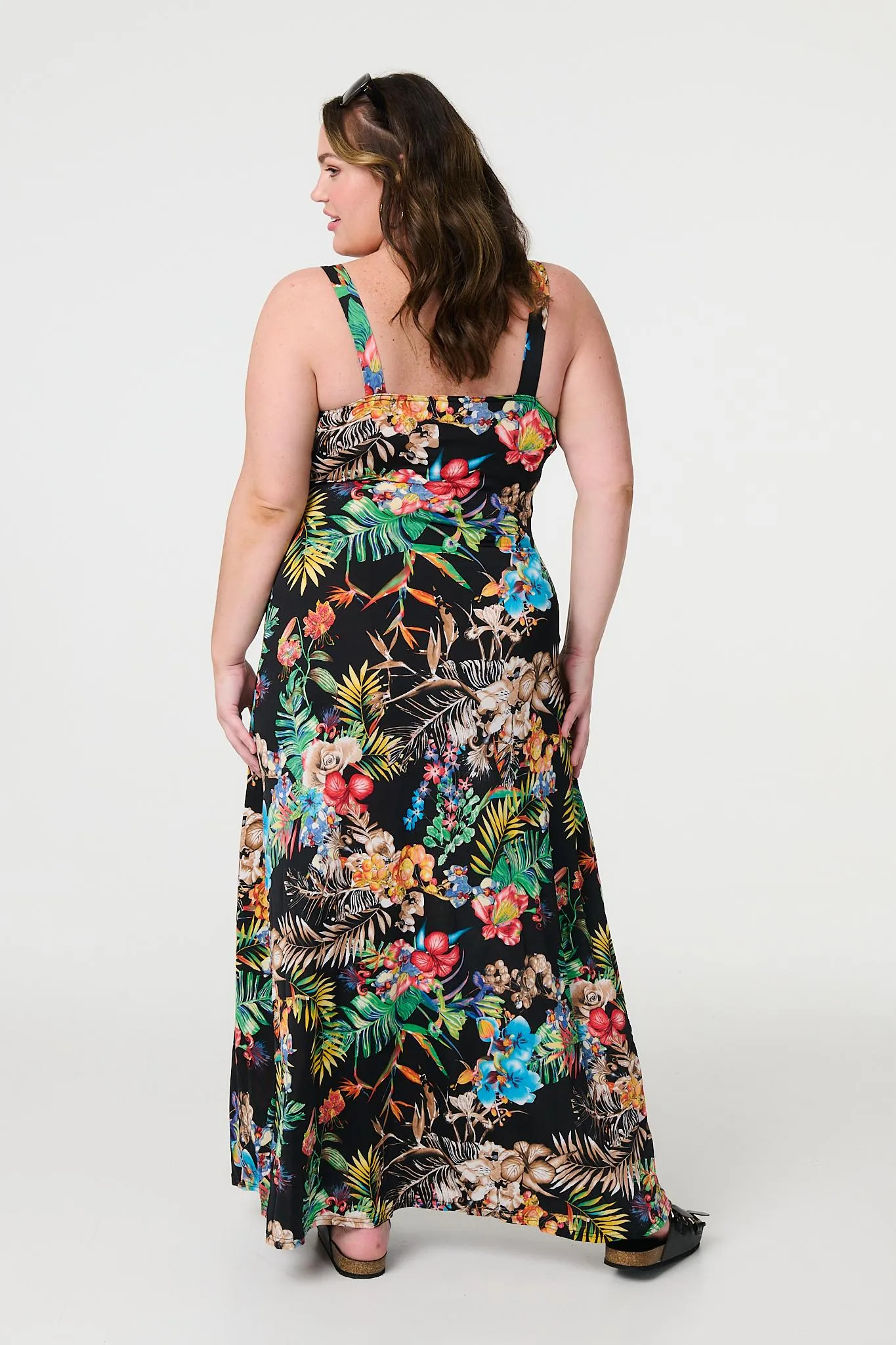 Tropical Print Empire Maxi Dress