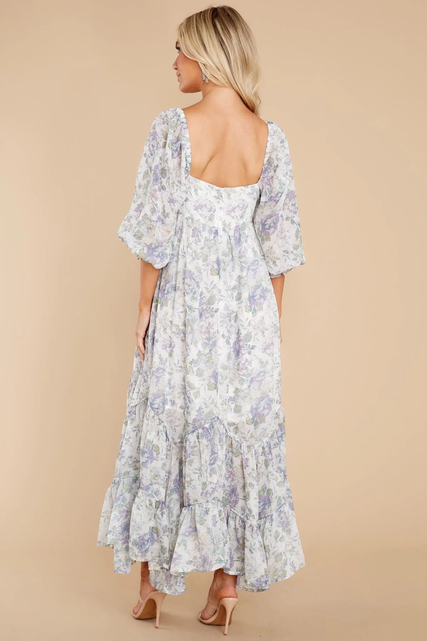 Twirling About Blue Floral Print Maxi Dress