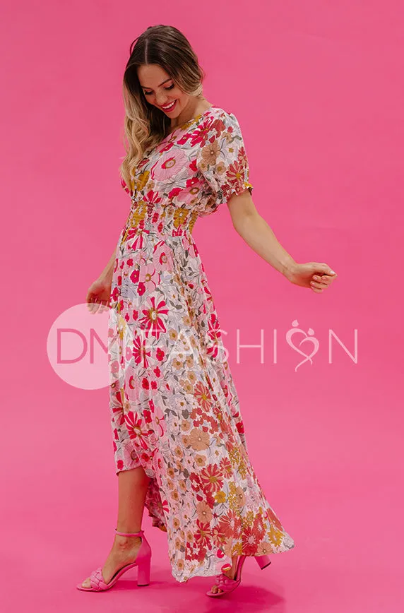 Verona Multi Pink Floral Dress - DM Exclusive - Nursing Friendly - Maternity Friendly - FINAL SALE - FINAL FEW