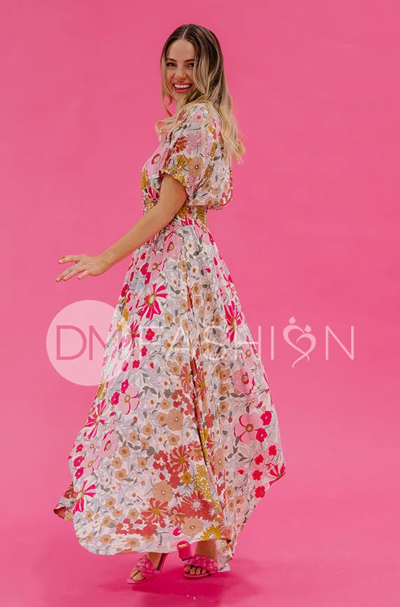 Verona Multi Pink Floral Dress - DM Exclusive - Nursing Friendly - Maternity Friendly - FINAL SALE - FINAL FEW