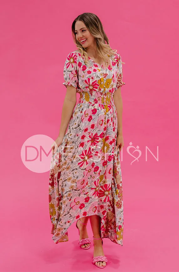 Verona Multi Pink Floral Dress - DM Exclusive - Nursing Friendly - Maternity Friendly - FINAL SALE - FINAL FEW