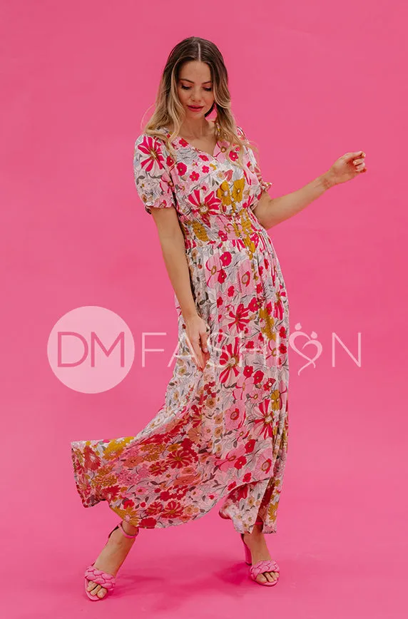 Verona Multi Pink Floral Dress - DM Exclusive - Nursing Friendly - Maternity Friendly - FINAL SALE - FINAL FEW