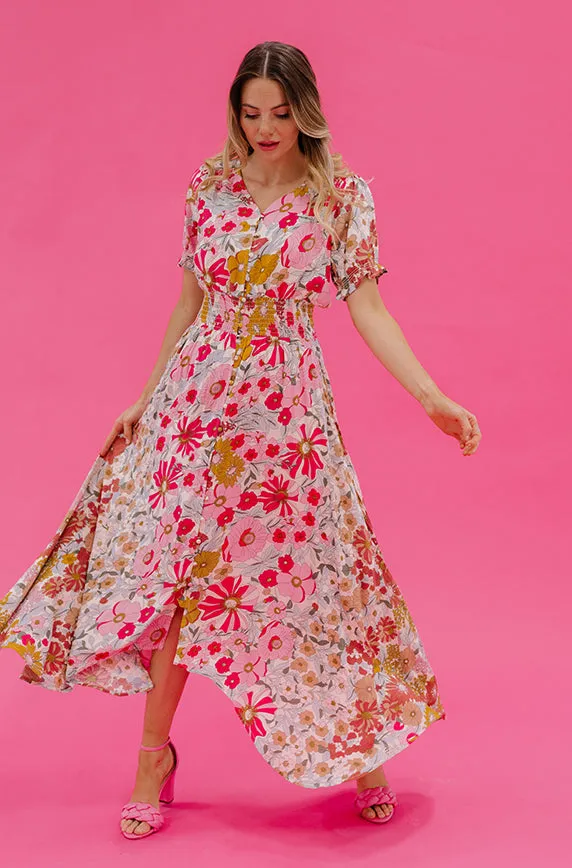 Verona Multi Pink Floral Dress - DM Exclusive - Nursing Friendly - Maternity Friendly - FINAL SALE - FINAL FEW