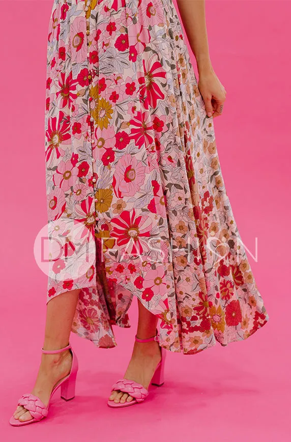 Verona Multi Pink Floral Dress - DM Exclusive - Nursing Friendly - Maternity Friendly - FINAL SALE - FINAL FEW