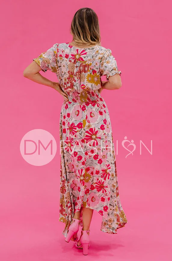 Verona Multi Pink Floral Dress - DM Exclusive - Nursing Friendly - Maternity Friendly - FINAL SALE - FINAL FEW