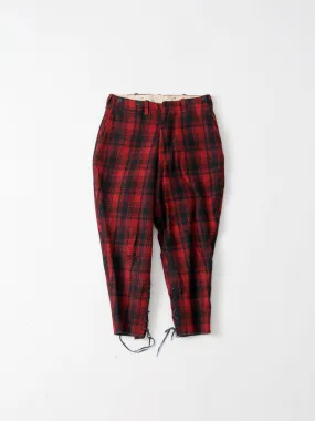 vintage 1930s plaid hunting pants, waist 32