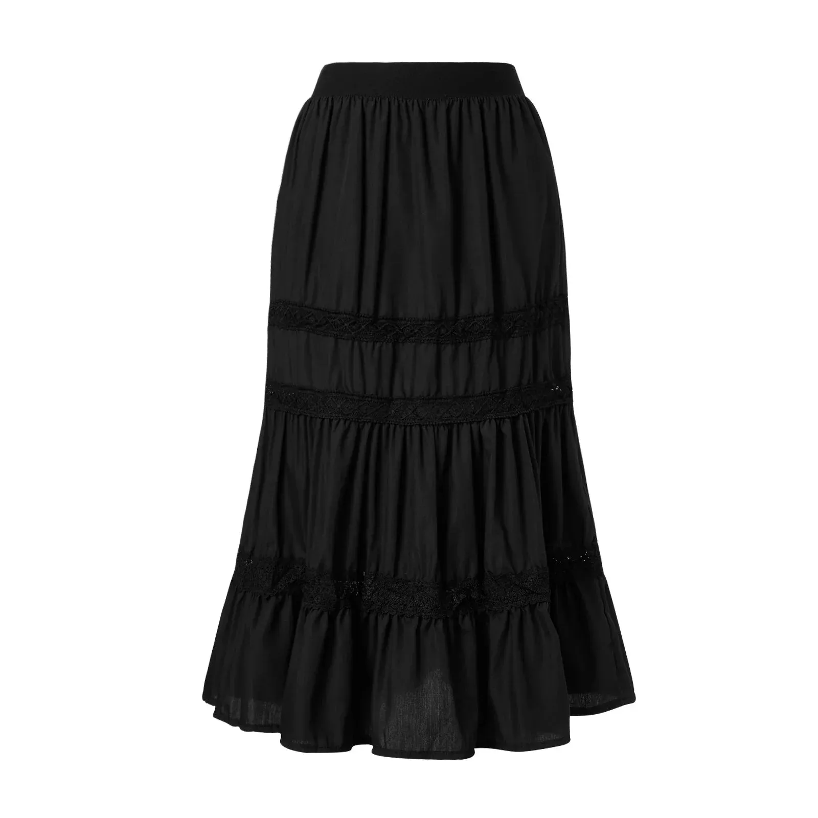 Waist Y2k Long Western Retro Lace Patchwork Summer Pleated Flowy Beach Maxi Streetwear High Skirt