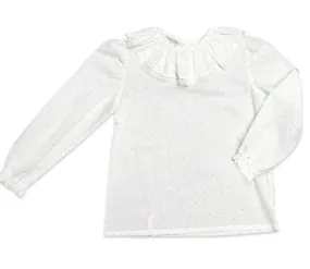 White  Dots Plumetti Lace ruffle Girl's Blouse