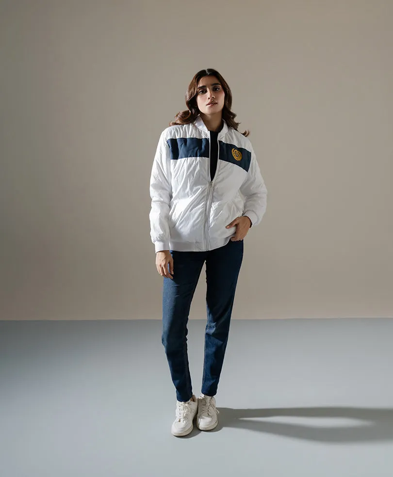 White Sports Bomber Jacket (Women)